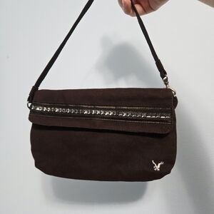 American Eagle Outfitters Dark Brown Shoulder Bag with Silver Detail